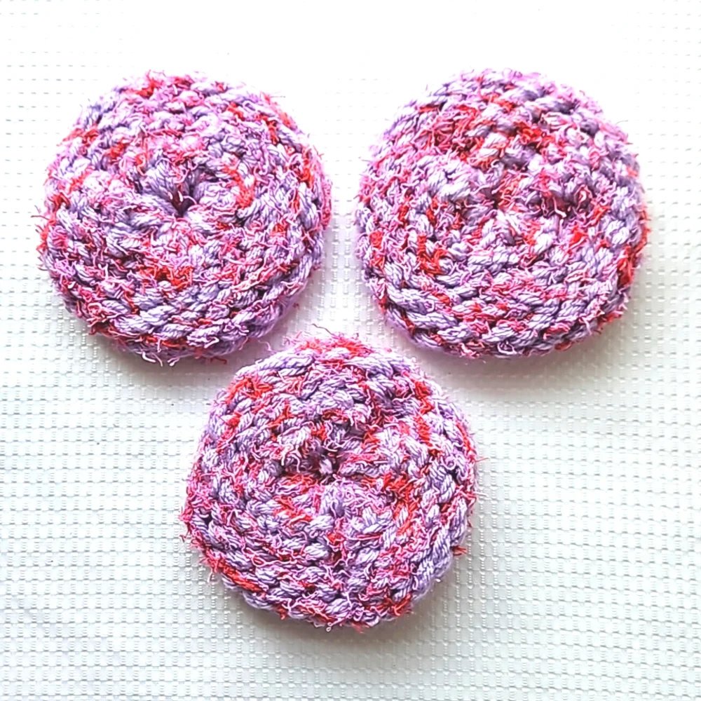 Eco-Friendly Variegated Yarn Kitchen Scrubber Set of 3 Pink Purple